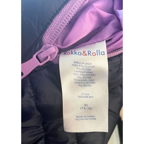 Rokka & Rolla Reversible Puffer Jacket Girl’s XL 14-16 Blue/Lavender Full Zip - Picture 14 of 16